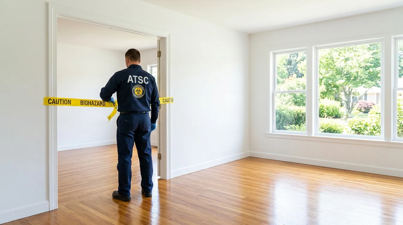 Certified biohazard cleanup crew performing Trauma Scene Cleanup in Northborough